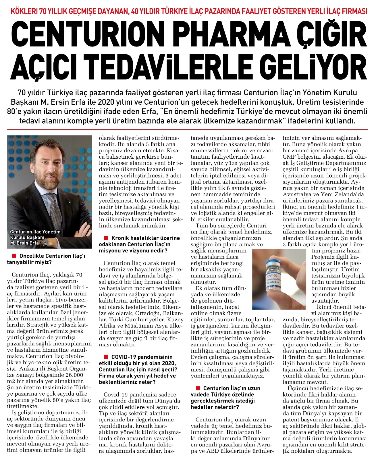 Centurion Pharma Çığır Açıcı Tedavilerle Geliyor