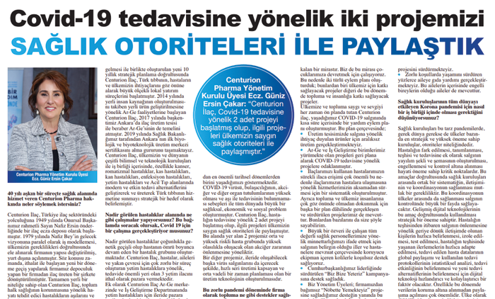 Covid-19 tedavisine yönelik iki projemizi sağlık otoriteleri ile paylaştık